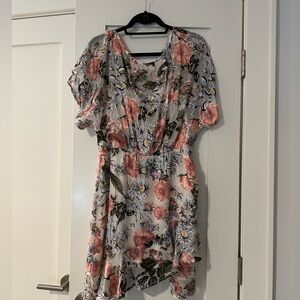 Astr Velvet and Cotton Floral Mini Dress